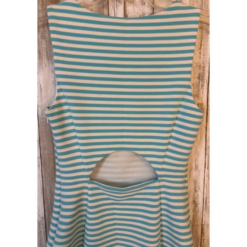 Lilly Pulitzer Striped Sheath Dress Womens XS Turquoise White Excellent Cutout - Picture 9 of 9